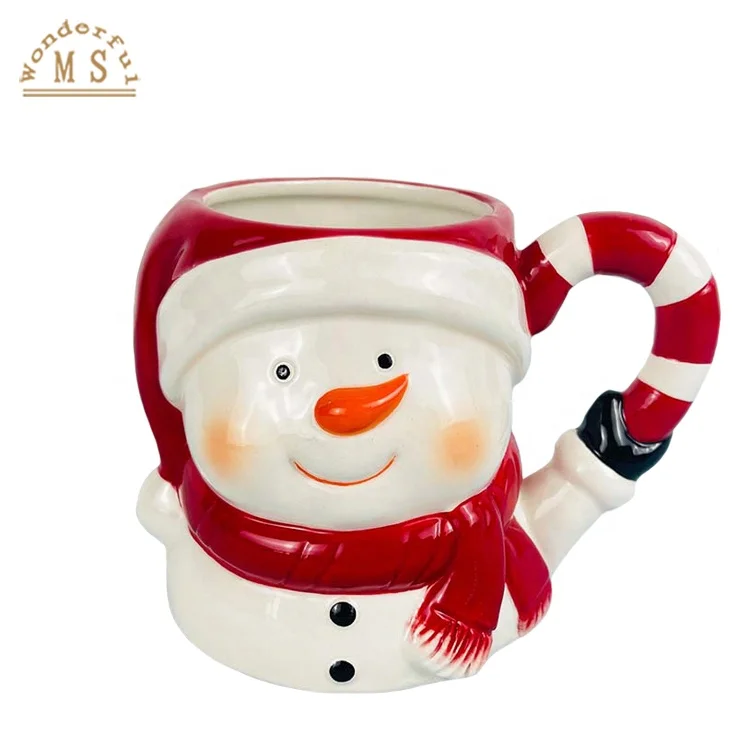 Hot Selling Customized Snowman Mugs Holiday Promotion Gift Christmas Style 3D Santa Claus Head Ceramic Cup Ceramic Christmas mug