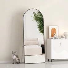 Modern Customized Decor Wall Arch Shape Golden Aluminum Alloy Framed Full Length Mirror For Living Room