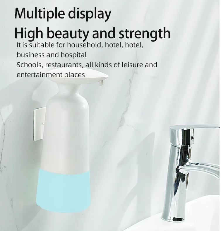 ABS auto touchless hand foam spray liquid automatic sanitizer soap dispenser with hook for Wall 350ml