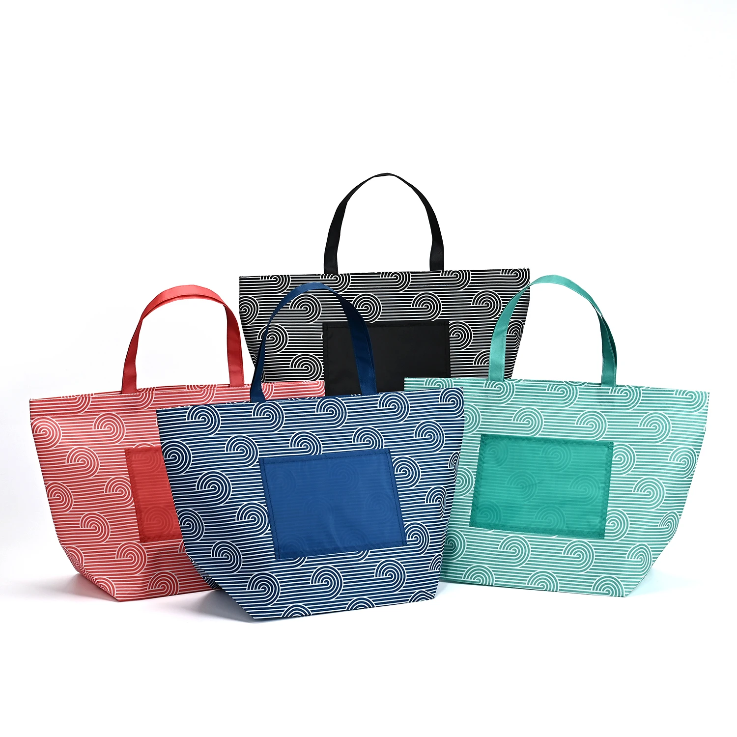 Medium Size Eco-Friendly Non-Woven Tote Bags Custom Logo Reusable PLA PC Shopping Bags with Cartoon Handles supplier