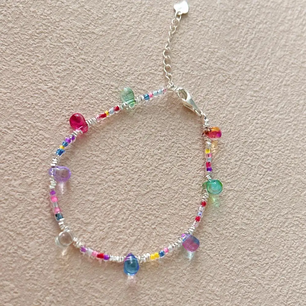 KAKODIY Cheap Colorful Glass Beaded Charm 925 Sterling Silver Women's Adjustable Bracelet Jewelry detail 2