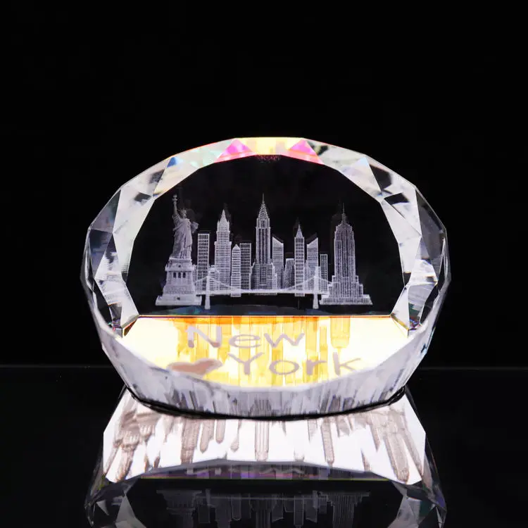 Hot Sale Professional Customized Business Gift New York City 3D Laser Carved K9 Glass Crystal Paperweight details