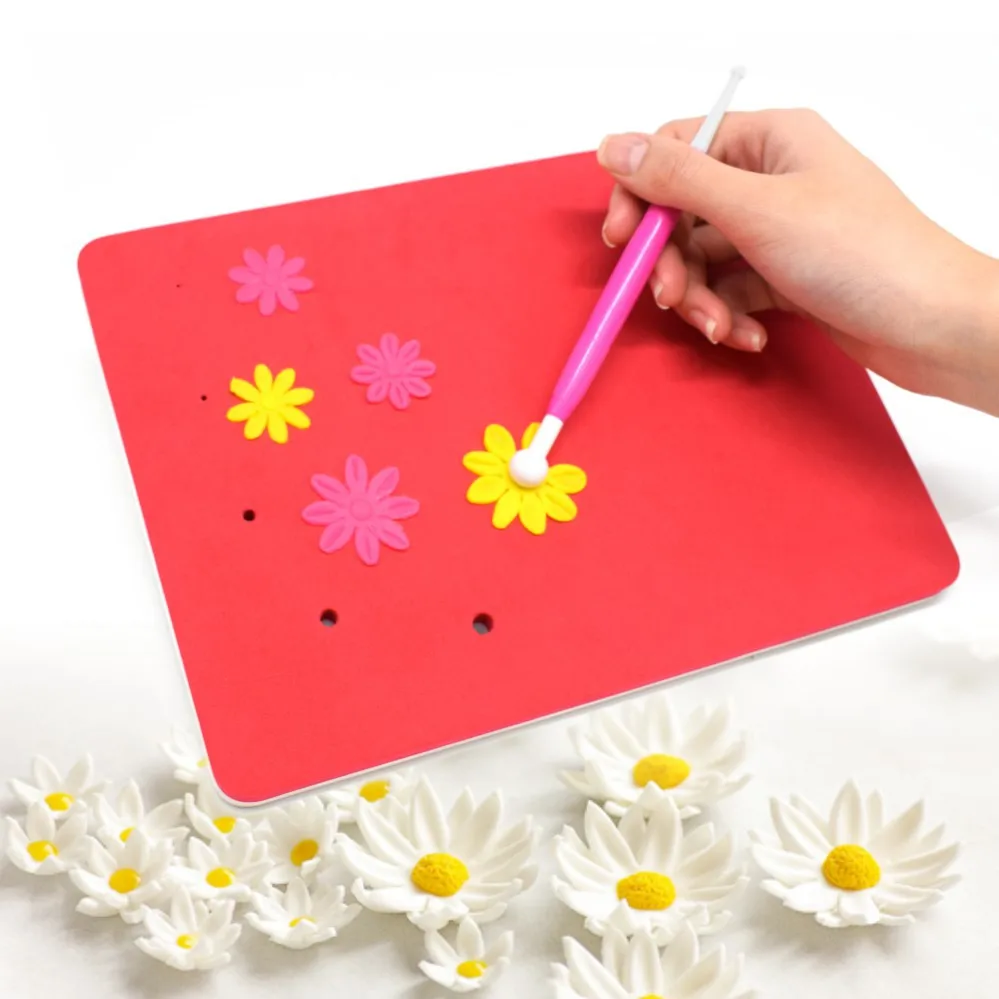 Rectangular Fondant Cake Sponge Mat With 5 Holes for Paste Carving Decoration Sugar Flower Foam Pad