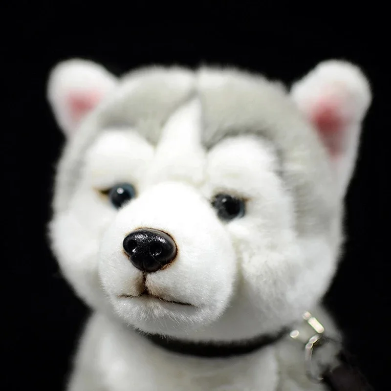 Lifelike Siberian Husky Dog Sitting Plush Toys Realistic Grey Dogs Puppy Stuffed Animal Toy