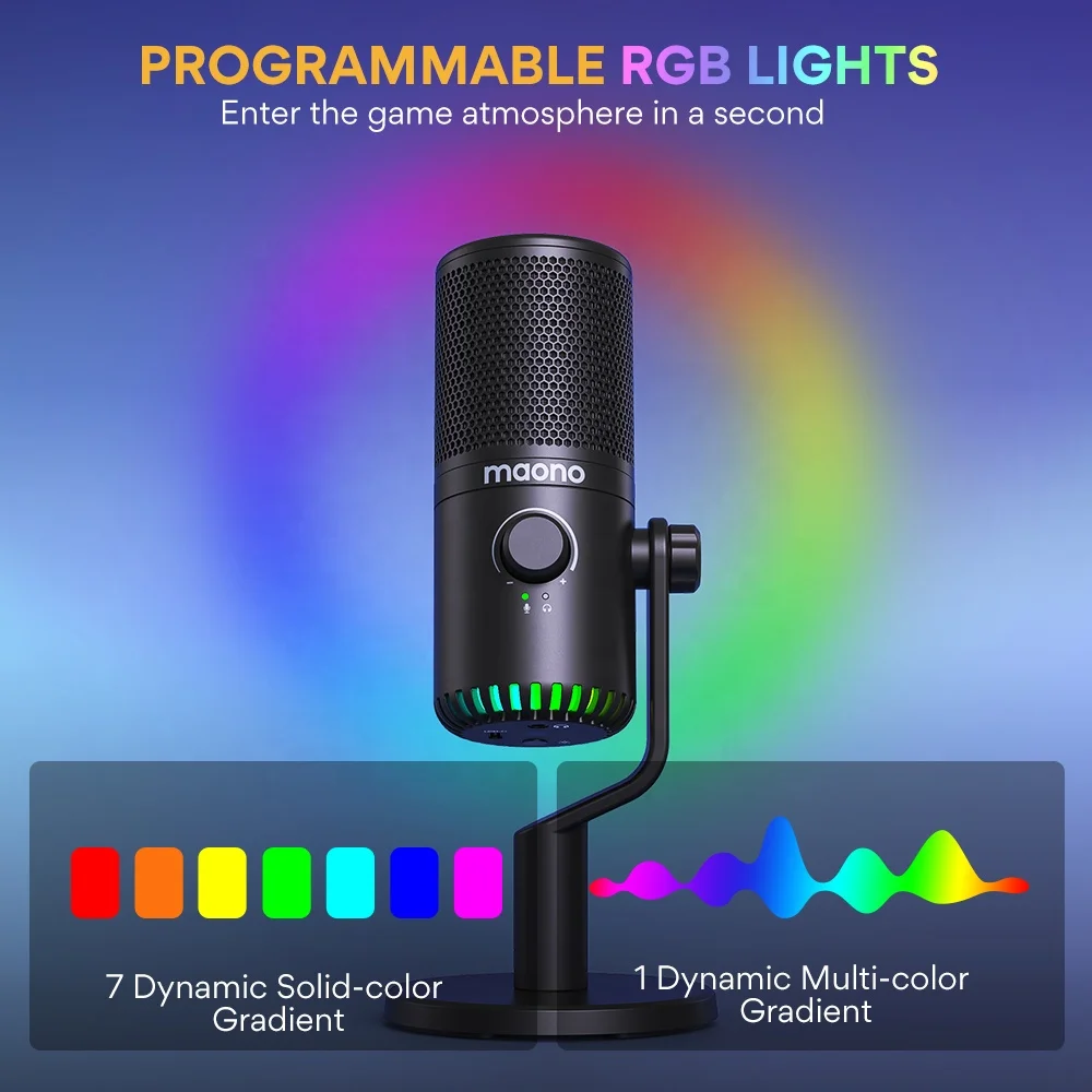 RGB ゲーミング マイク ダイナミック/XLR デュアル モード ポッドキャスト MAONO XLR/USB ゲーミングマイク ノイズキャンセリング PCマイク ポッドキャスト ストリーミング用 ダイナミックマイク ミュートボタン  単一指向性 YouTube 録音 ボイスチャット ライブ配信 ゲーム実況に PD100X ブランク | PAY ID