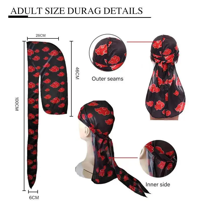 Custom Silky Durag High Quality Latest Anime Design Wholesale Hip Hop