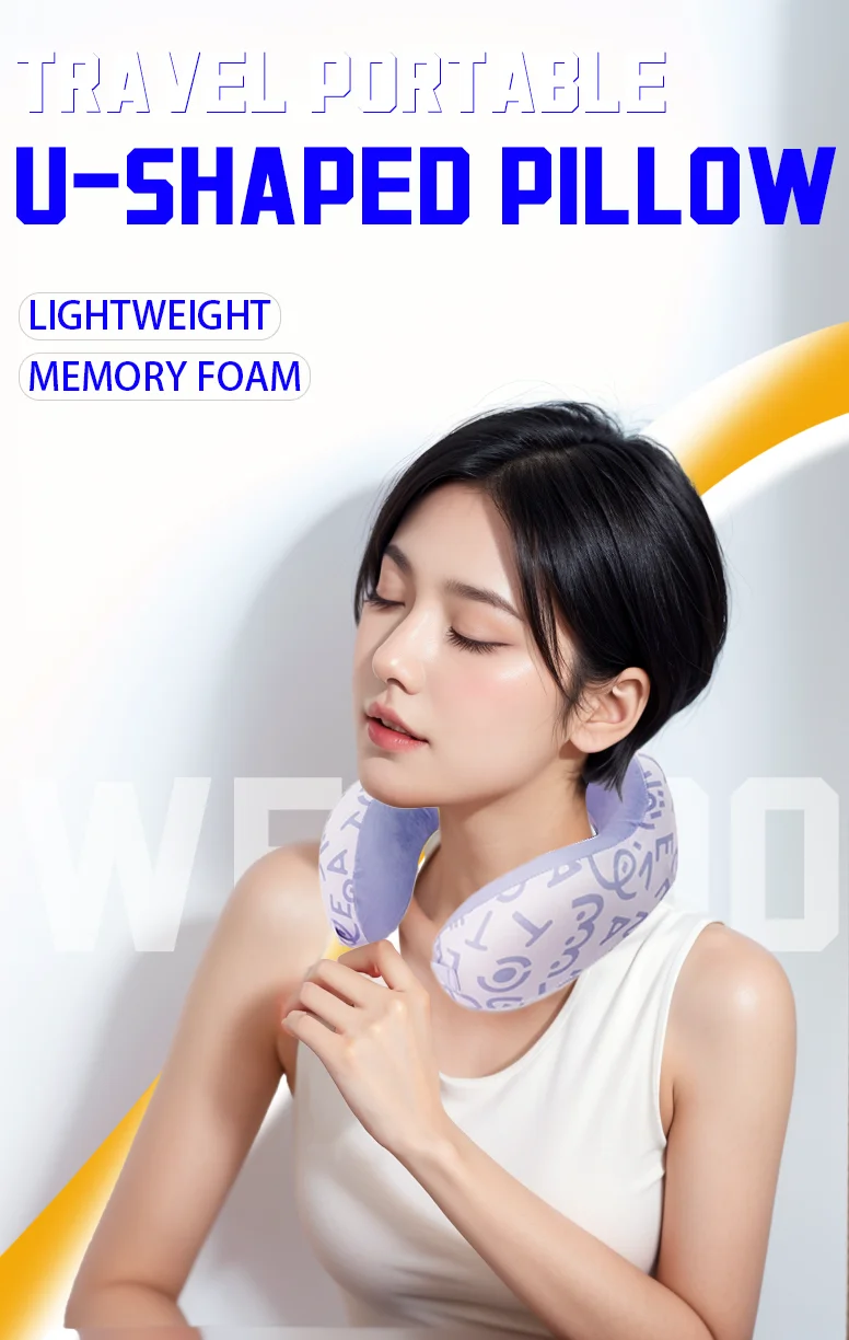 Customizable U-Shaped Ergonomic Travel Pillow Foldable Memory Foam Breathable Soft Neck Wrap Airplane-Friendly for Travel