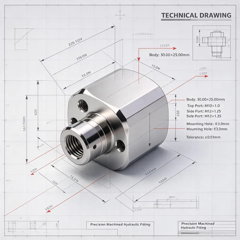 product oem custom cnc machined brass adapter block turned  milled small batch drawing based manufacturing-2