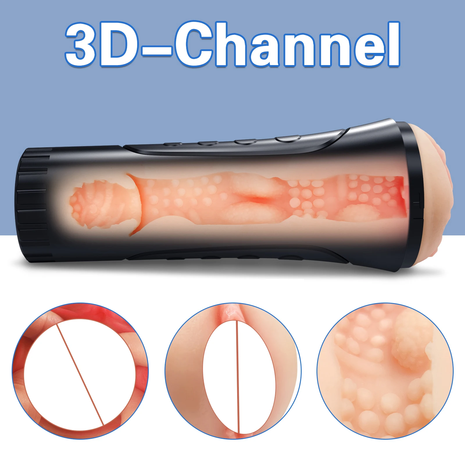 Dual-Channel Vibrating Male Masturbator Cup Real Vagina Sex Toy for Men High Quality Sex Toys Supplier