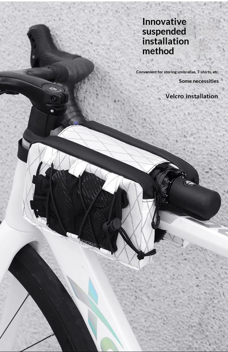 Road Bike Front Beam Bag, With Shoulder Strap, Waterproof Nylon, Large Storage Capacity_voghion.com