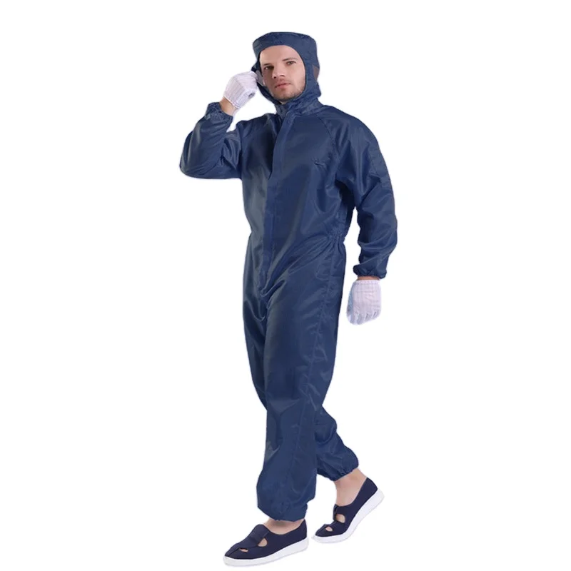 Leenol Shin Navy Blue Cleanroom Coveralls ESD Jumpsuit for Workwear