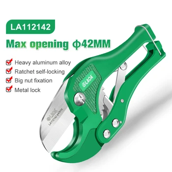 LAOA 42MM PVC Pipe Cutter Aluminum Alloy Tube Cutting PPR Pipe Tube Cutter 5CR13 Blade PVC/CPVC Ratchet Scissors Hand Tools