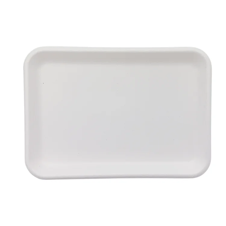 PFAS-free Disposable Compostable Tray  Rectangular Meat Tray Sugarcane Pulp Tray Paper Plates