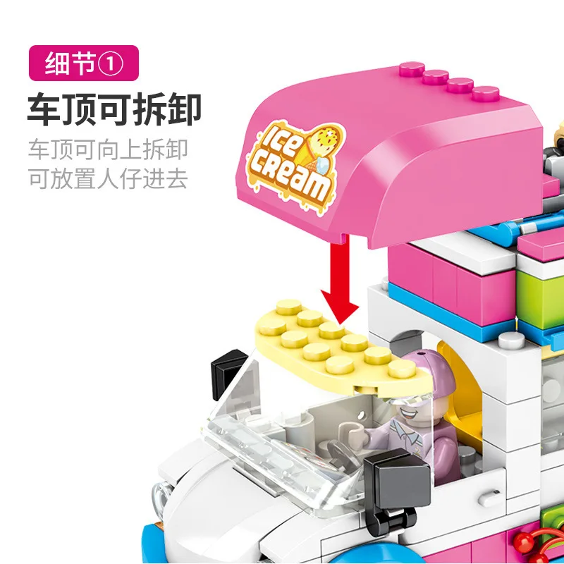SEMBO Block ICE Cream Car Building Block City Street View DIY House Assembled Toy Gift for Kids