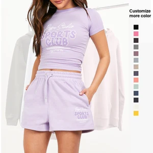 Women's Summer Workout Crop Top T-Shirt Shorts Women's Clothing Sets Loungewear 2 Piece Women's Set