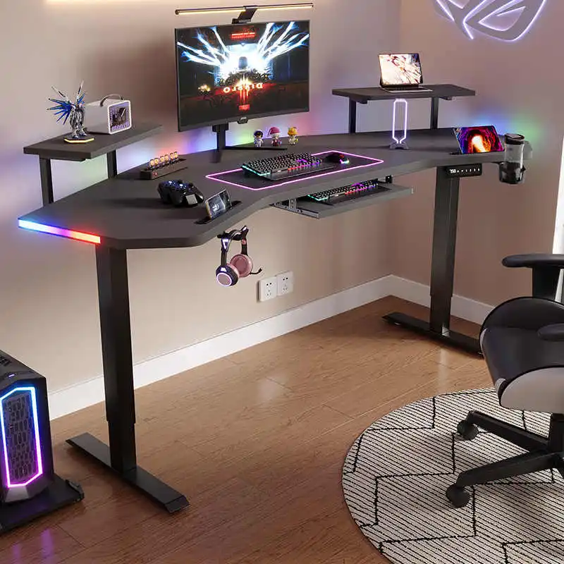 E-sports Metal Desk Carbon Fiber Wing Shaped Gaming Desk Home Office Multifunctional Anc aperçu 3