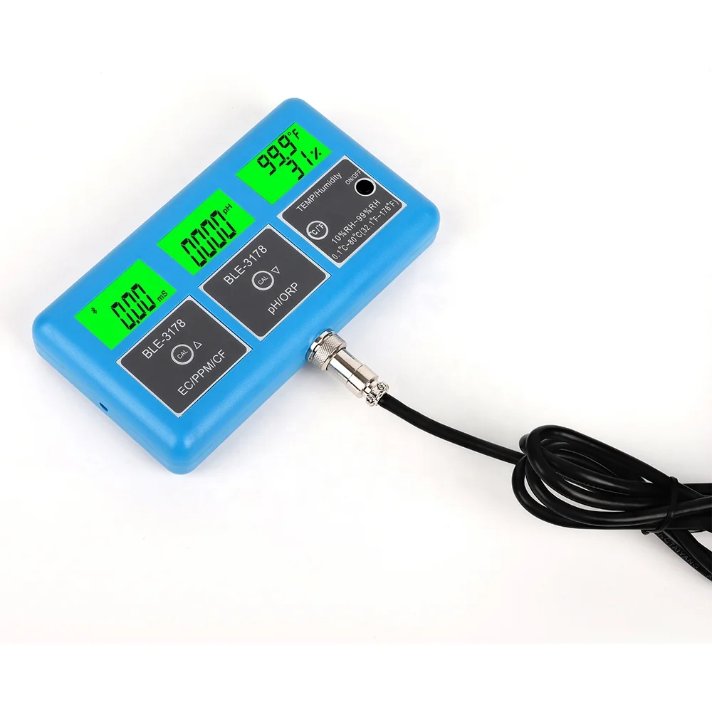 7 in 1 Yinmik Bluetooth Digital Aquarium pH Tester Temperature EC TDS CF ORP Humidity Water Quality Tester Online Meter Monitor
