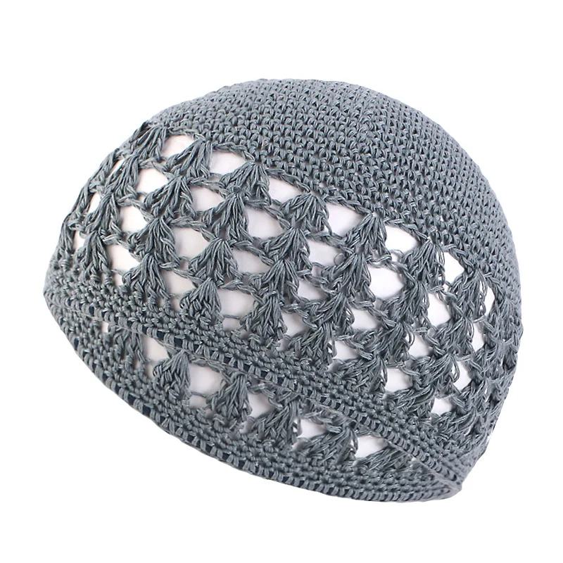 Белые хлопковые эластичные вязаные крючком мужские турецкие мусульманские молитвенные шляпы Kufi ручной работы