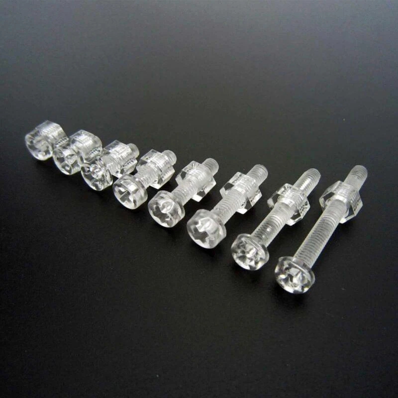 M2 M3 M4 M5 M6 M8 Acrylic Clear Plastic Nylon M3-M6 Round Phillips Head Screw Bolt + Nut