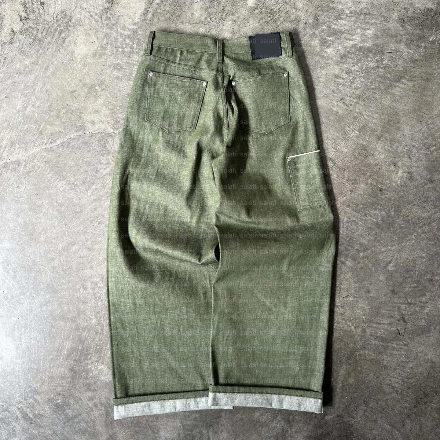 Salati Manufacturer Men's Flared Baggy Jeans High Japanese Raw Selvedge Carpenter Denim Trousers Designer Wide Leg Loose gallery 2