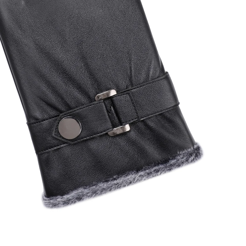 Gentlemen Faux Leather Warm Winter Man Outdoor PU Gloves