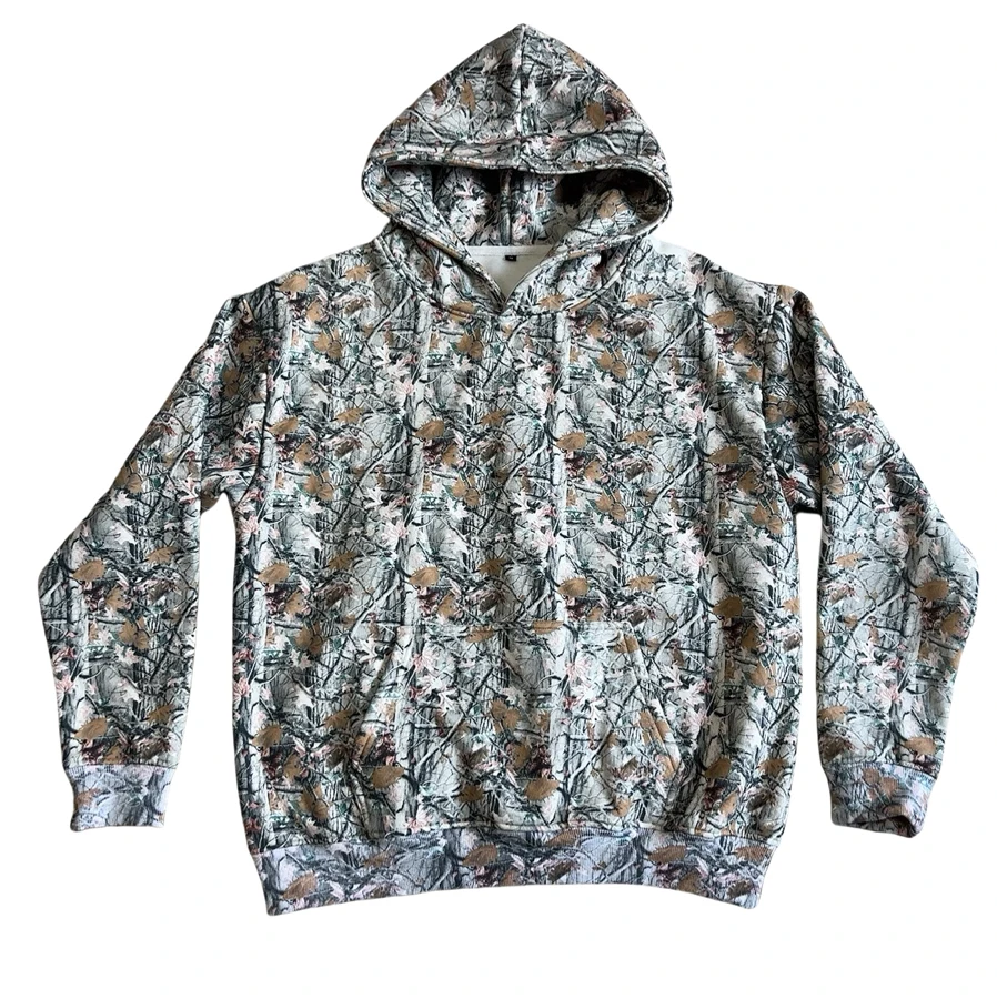 Womens Camo Hoodie Leaf Print Oversized Fleece Hooded Sweatshirt