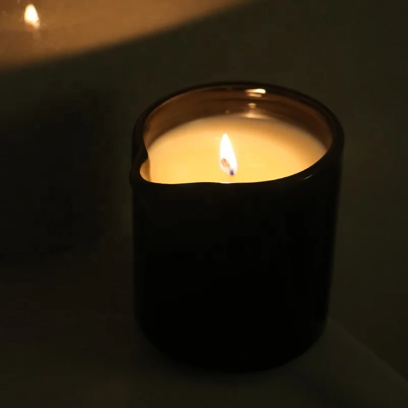 High in Shea Butter No Paraffin Wax Natural Massage Candle Jar Black