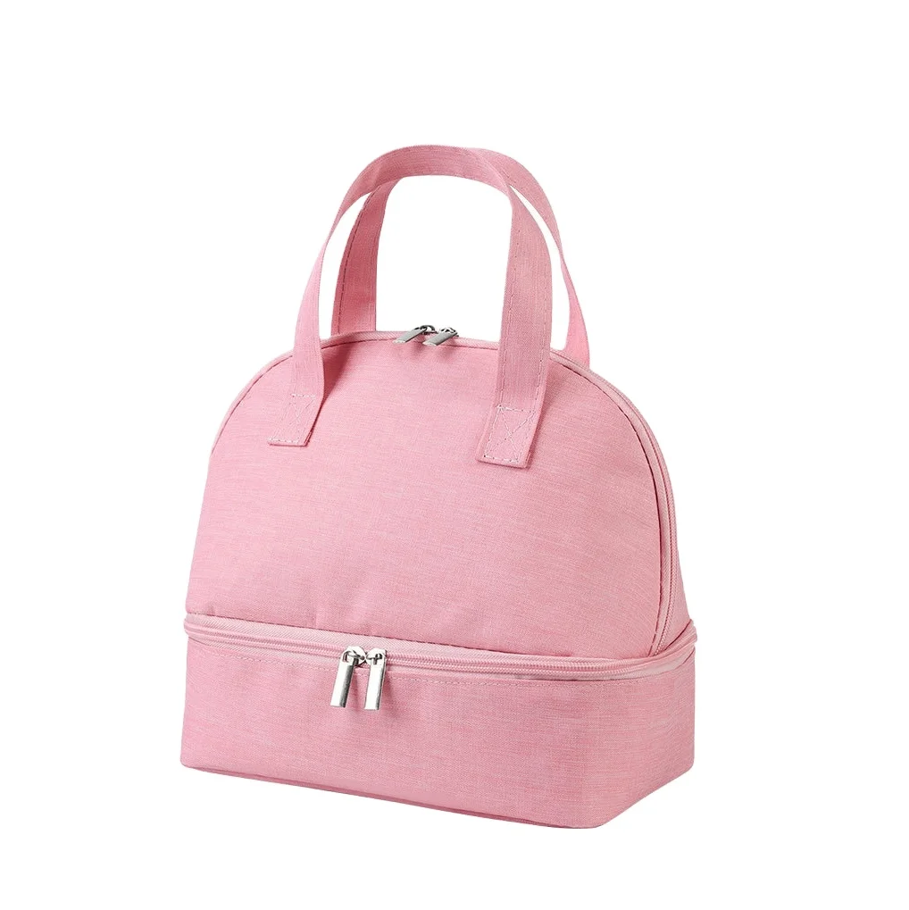 In Stock RTS Two Layers Student School Daily Lunch Bag Outdoor Picnic Tote Thermal Insulated Bag Breast Milk Cooler Bag