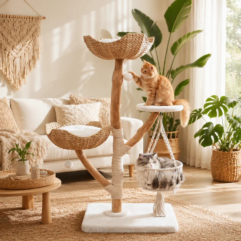 Natural Solid Wood Fruitwood Cat Climbing — Product details 2