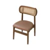Legno Massello di Noce - Intreccio in Rattan - Pelle in Microfibra Marrone