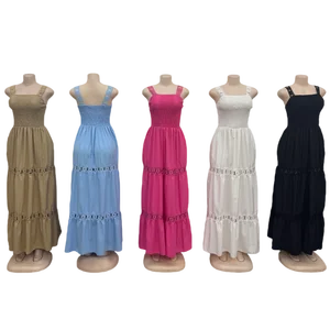 Wholesale New Casual Large Size Women's Summer Sleeveless Backless Stitching Hollow-out Dress