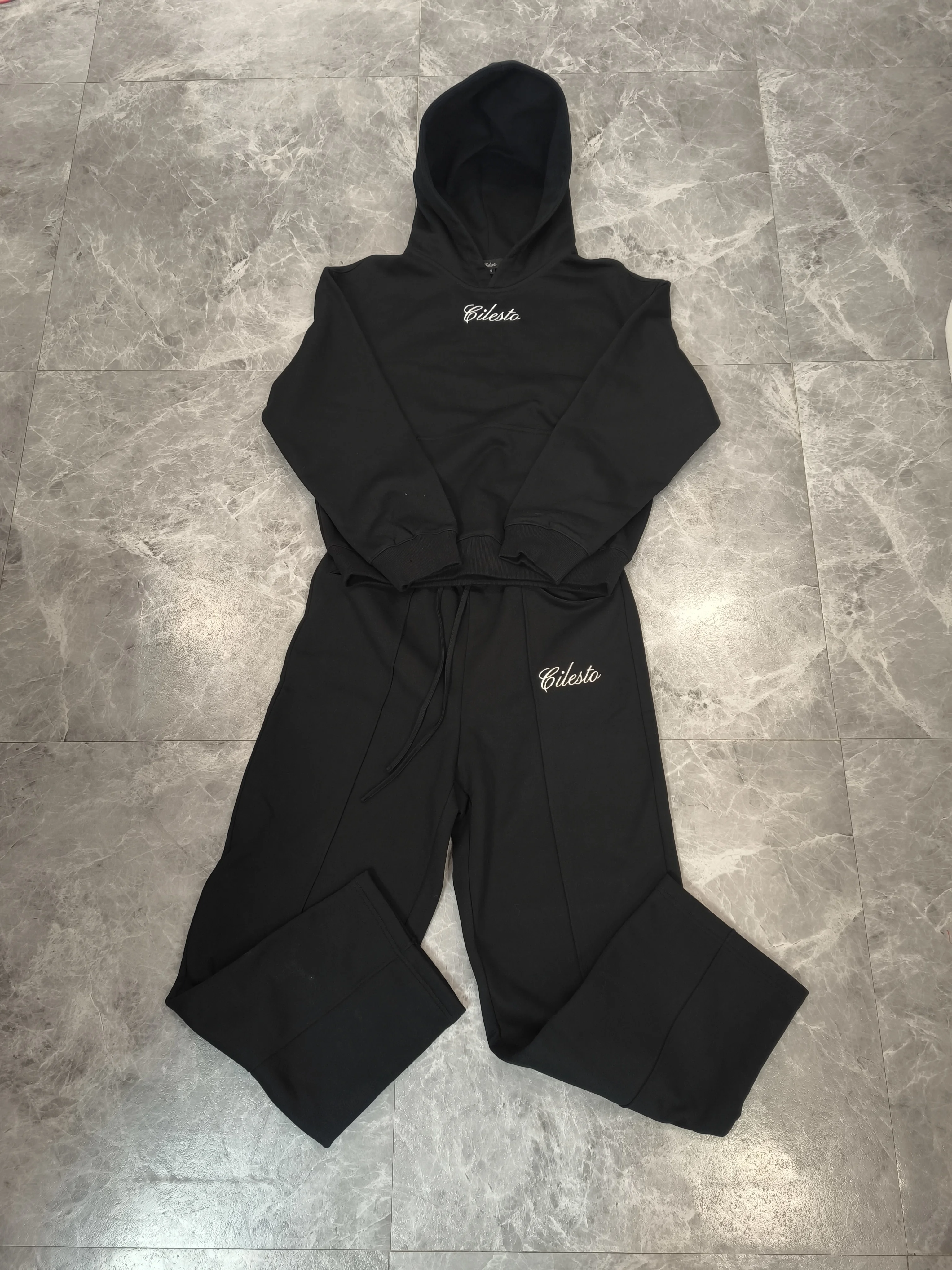 Custom Embroidered Logo Winter Thickened Hooded Sweatshirt Sports Set