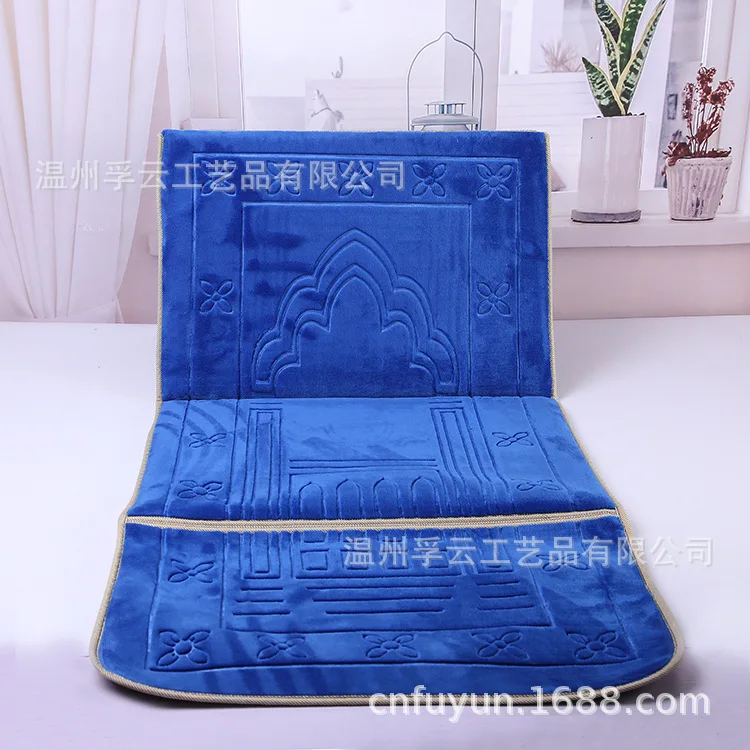 New Design Islamic Striped Pattern Raschel Blanket Foldable Backrest Mosque Prayer Rug for Ramadan for Pakistani Muslims