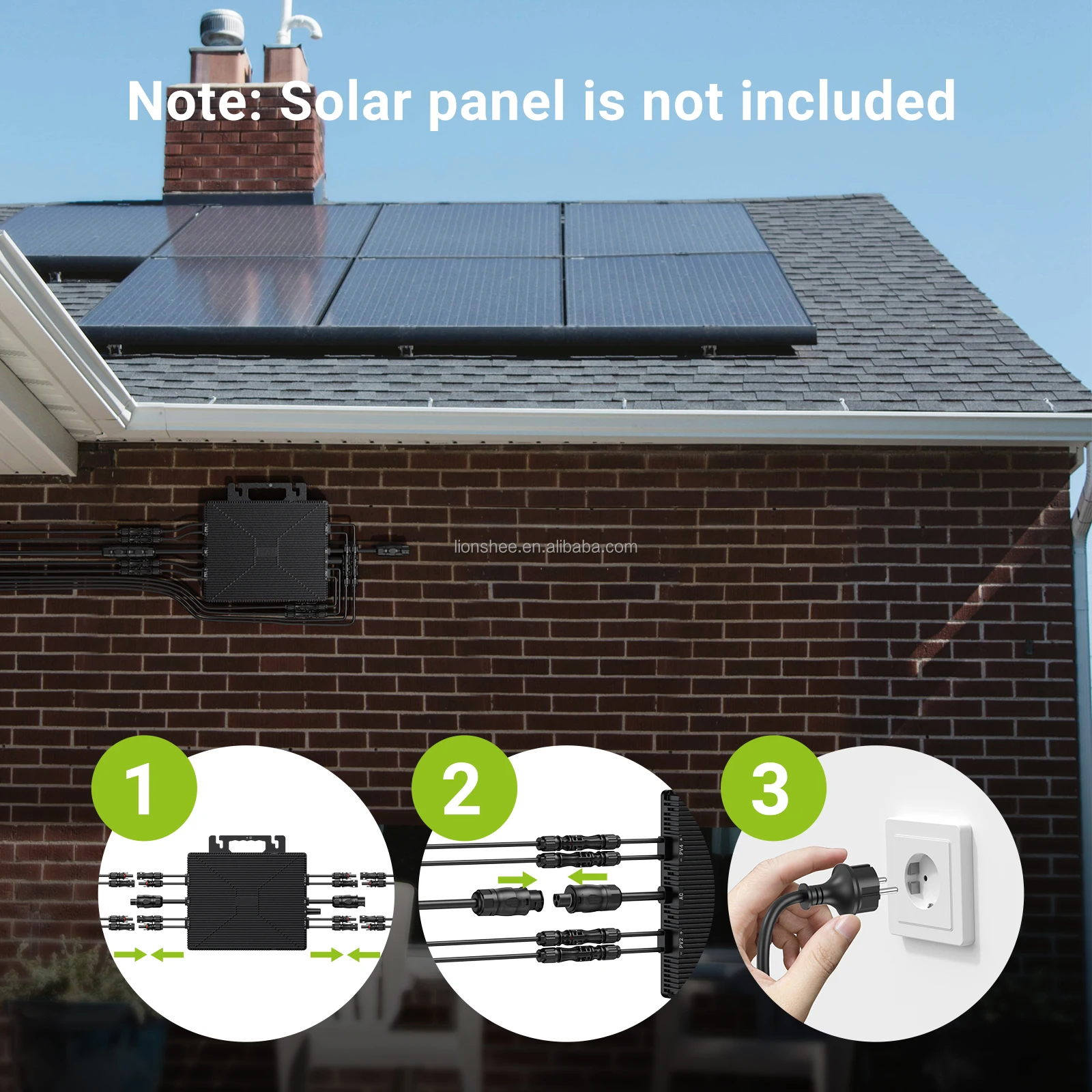 Lionshee 1600W DC to AC Power Converter Grid Tie DC 25-55V Voltage Solar Micro Inverter with APP Wifi Function