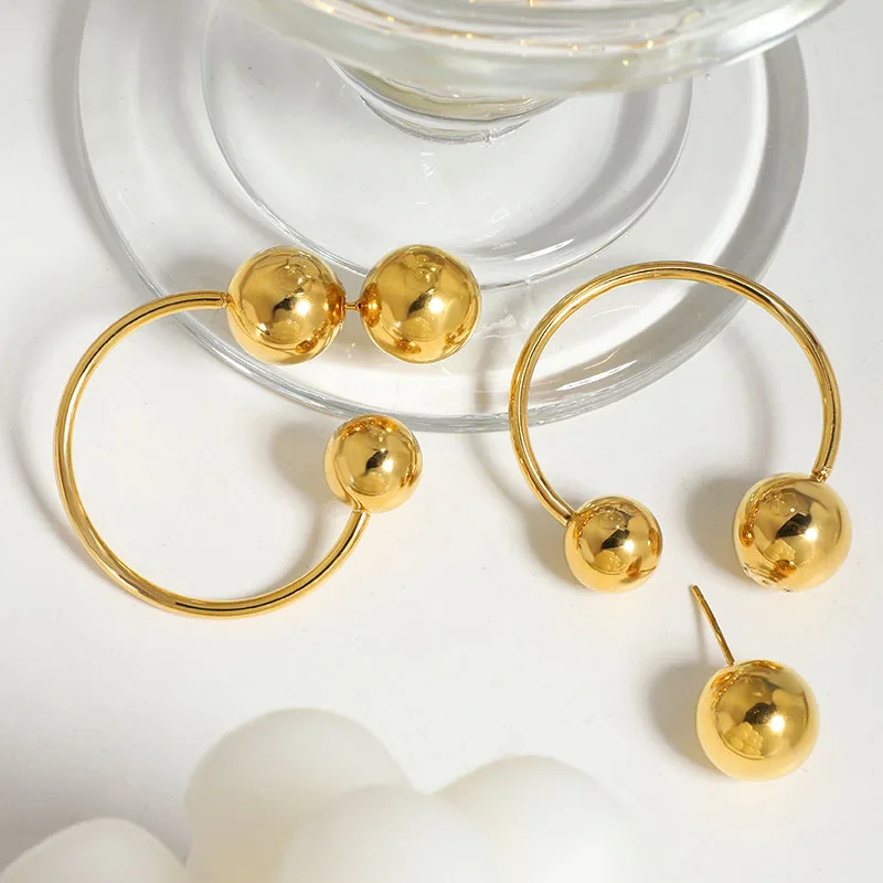Sini Jewelry orecchini a cerchio in acciaio inossidabile Trend Round Metal State