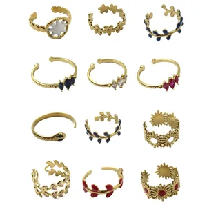 Wholesale Bulk Fashion Charm Ring High Quality Waterproof Real 18K PVD Plated Stainless Steel Simple Design Jewelry Rings