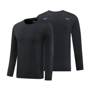 Men's Bodybuilding Sportswear O Neck Custom Logo Golf Long Sleeve T-tops Fitness Gym Four-Way Stretch Autumn Spandex/Polyester