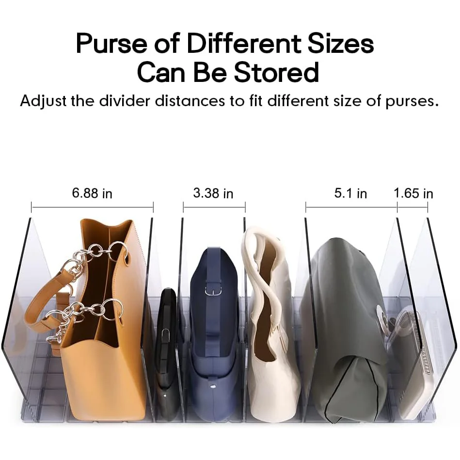Organizzatore Per Borse Per Armadio, 8 Pezzi Di Organizer Trasparenti Regolabili Per Borse Divisori Per Ripiani Per Camera Da Letto Casa Ufficio~p124691784
