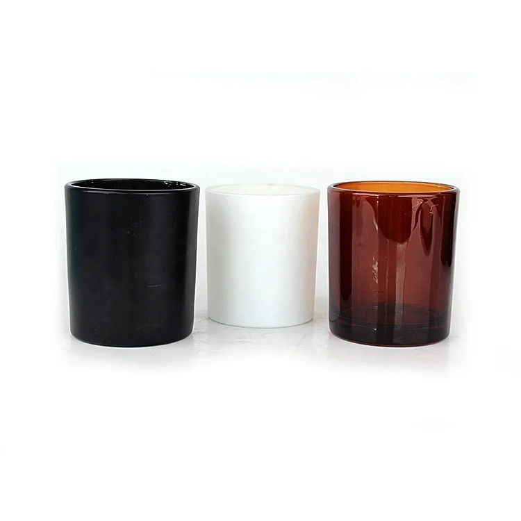 Factory Sale Empty 7oz 200ml Matte Black White Brown Glass Candle Jars Vessels Container with Lid for Candle Making