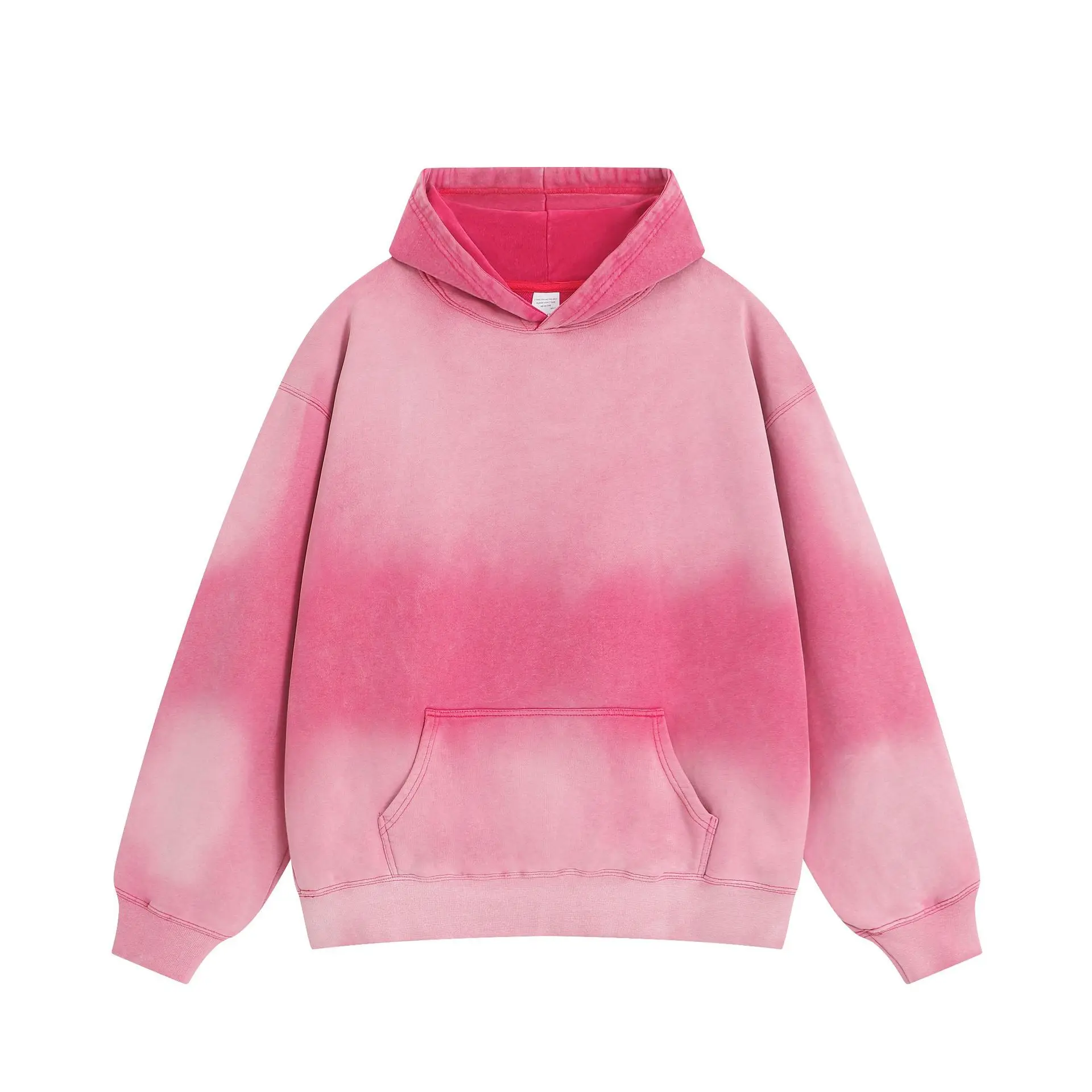 400G Factory Heavy Cotton Blank Sweater Acid Washed Gradient Oversized  Hoodie Snow Wash Fashion Sweater