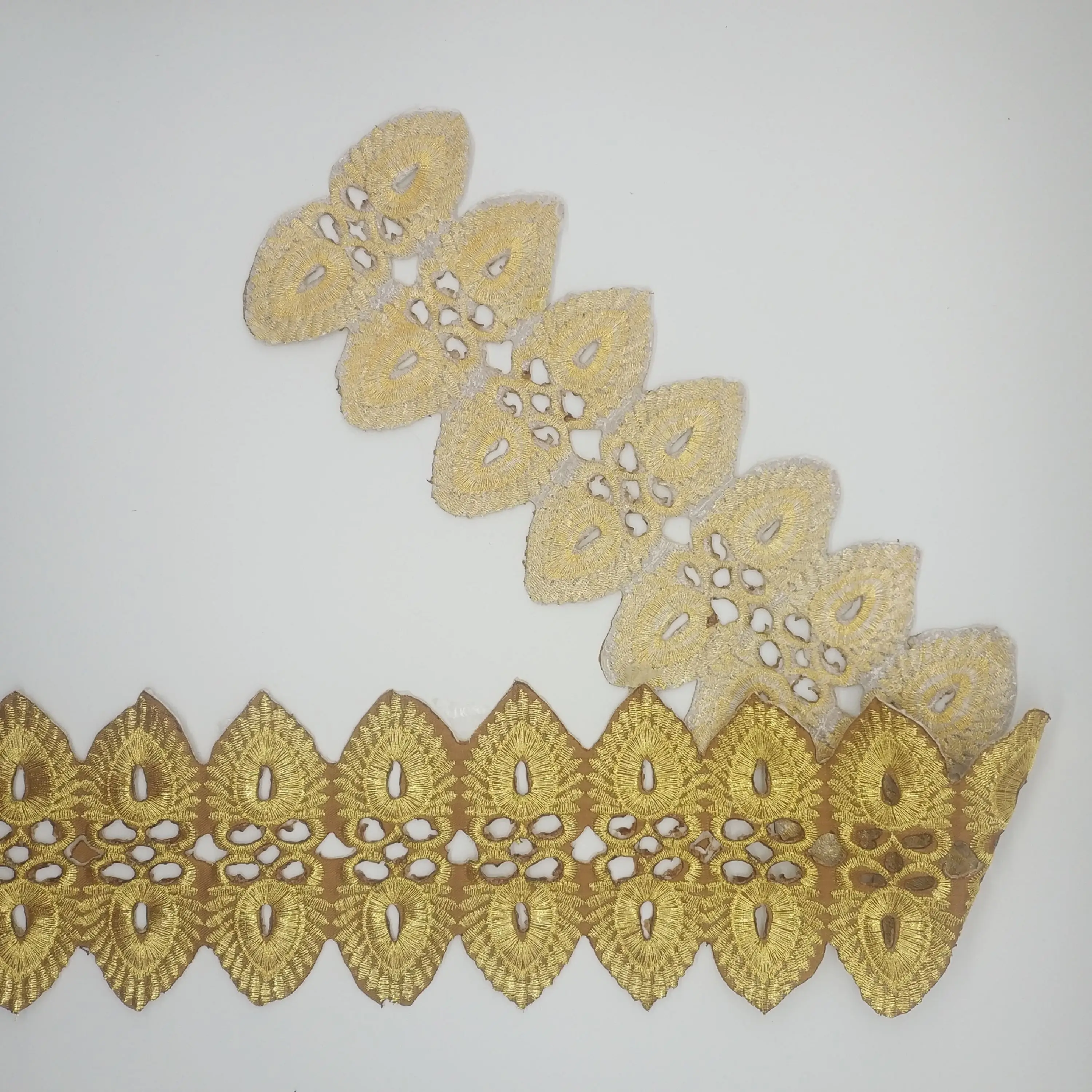 Hot Sale Custom Golden Color Embroidered Lace Trim Ribbon 5 Yard Middle East Design Buy Golden Embroidery Trim Ribbon 5 Yard Embroidery Lace Middle East Design Embroidery Lace Product On Alibaba Com