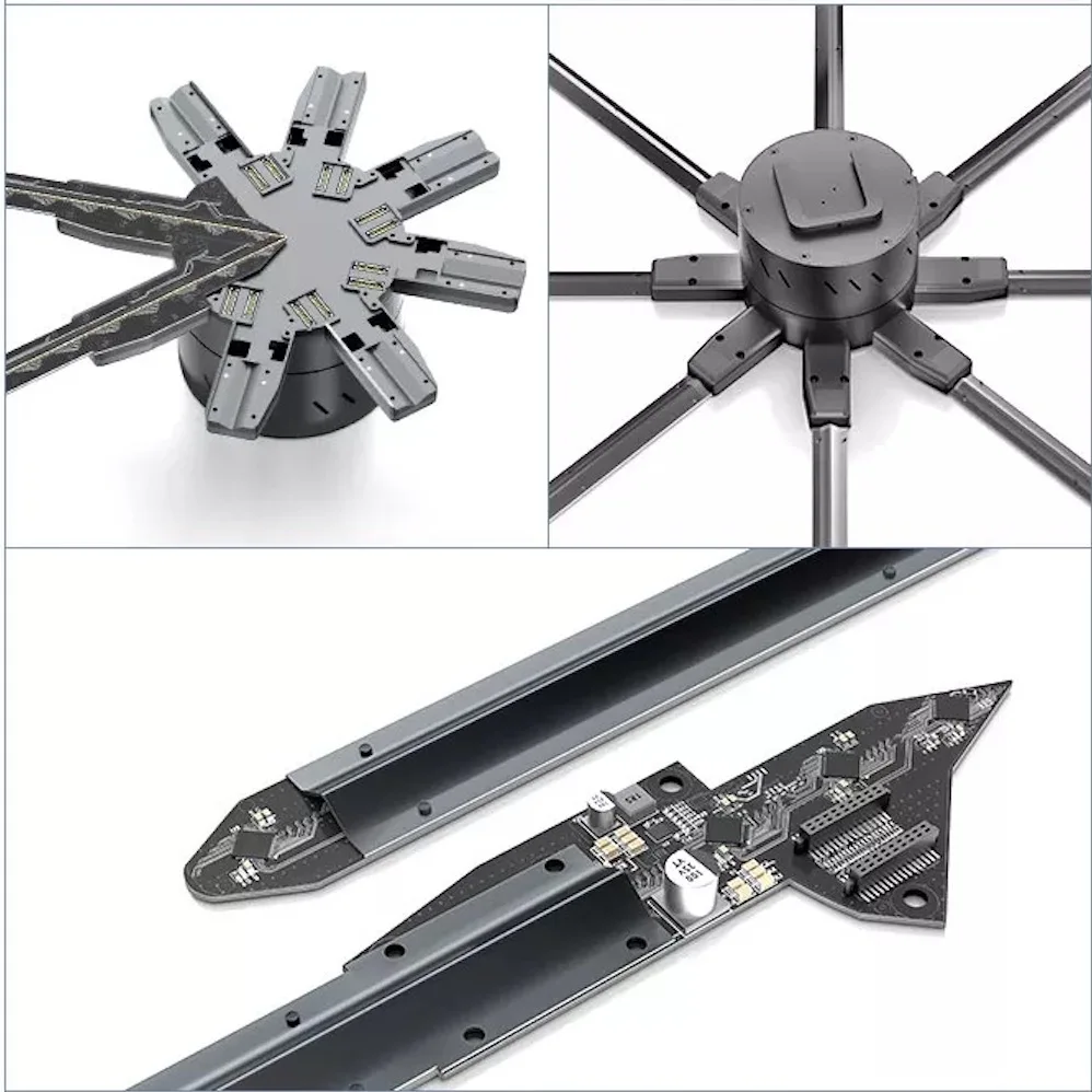 3D Holographic Fan LED Display Z4 Model 150cm 2000cd Brightness 8 Blades 3D LED Fan