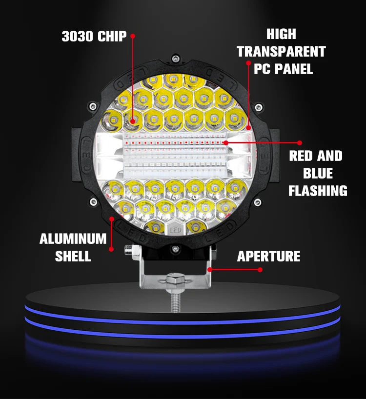 7 Inch Led Work Light 51w Heavy Duty Led Work Lights White Lighting With Red And Blue Flashing Led For Motorcycle Tractor Truck Buy 7 Inch Led Work Light Heavy Duty Led