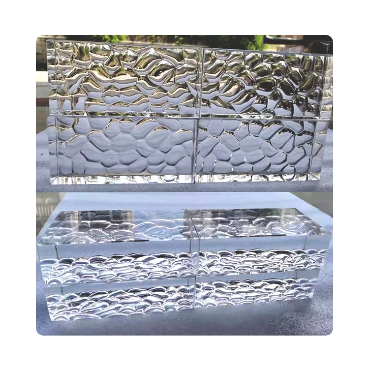 Plating Iridescent Glass Brick Water Cube Pattern Ultra Clear Solid Decorative Hot Melt Glass Bricks Blocks for Partition Wall