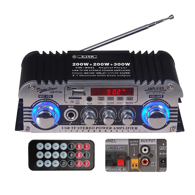 Mini Amplificateur Audio Voiture 4 Canaux Hi-Fi – USB/SD/FM/MP3 – 12V Portable Avec Égaliseur