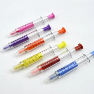 Creative Syringe Injection Novelty Tube Double Head Highlighter Mark Pen Plastic Ballpoint Pens