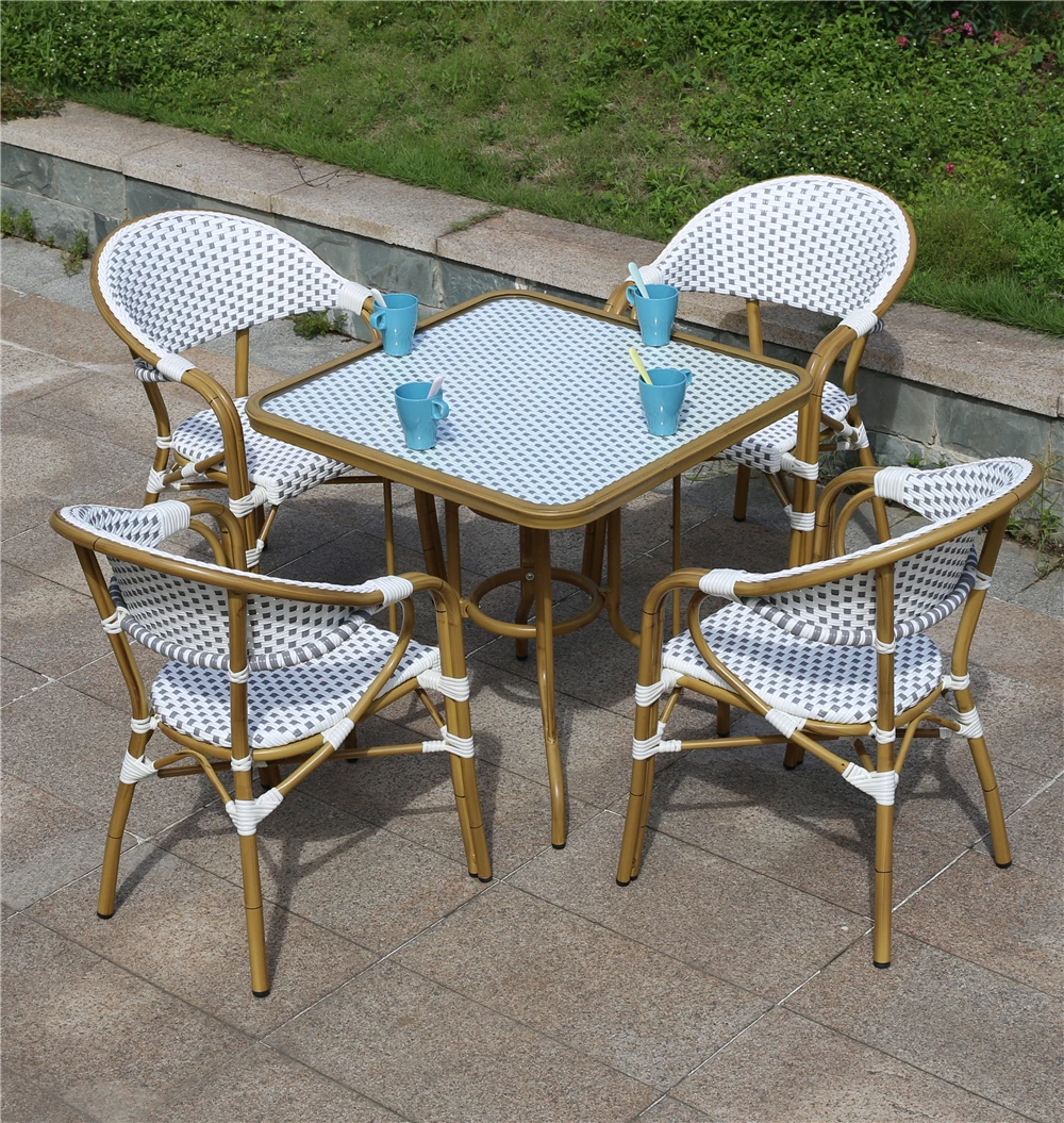 ALUMINUM PLASTIC WICKER TABLE OUTDOOR PLASTIC RATTAN TABLE