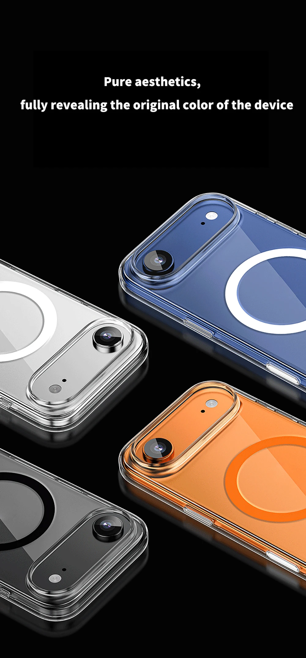product magnetic anti slim anti shock grade drop protection transparent case for iphone 17 air frosting protective cell phone cover-5