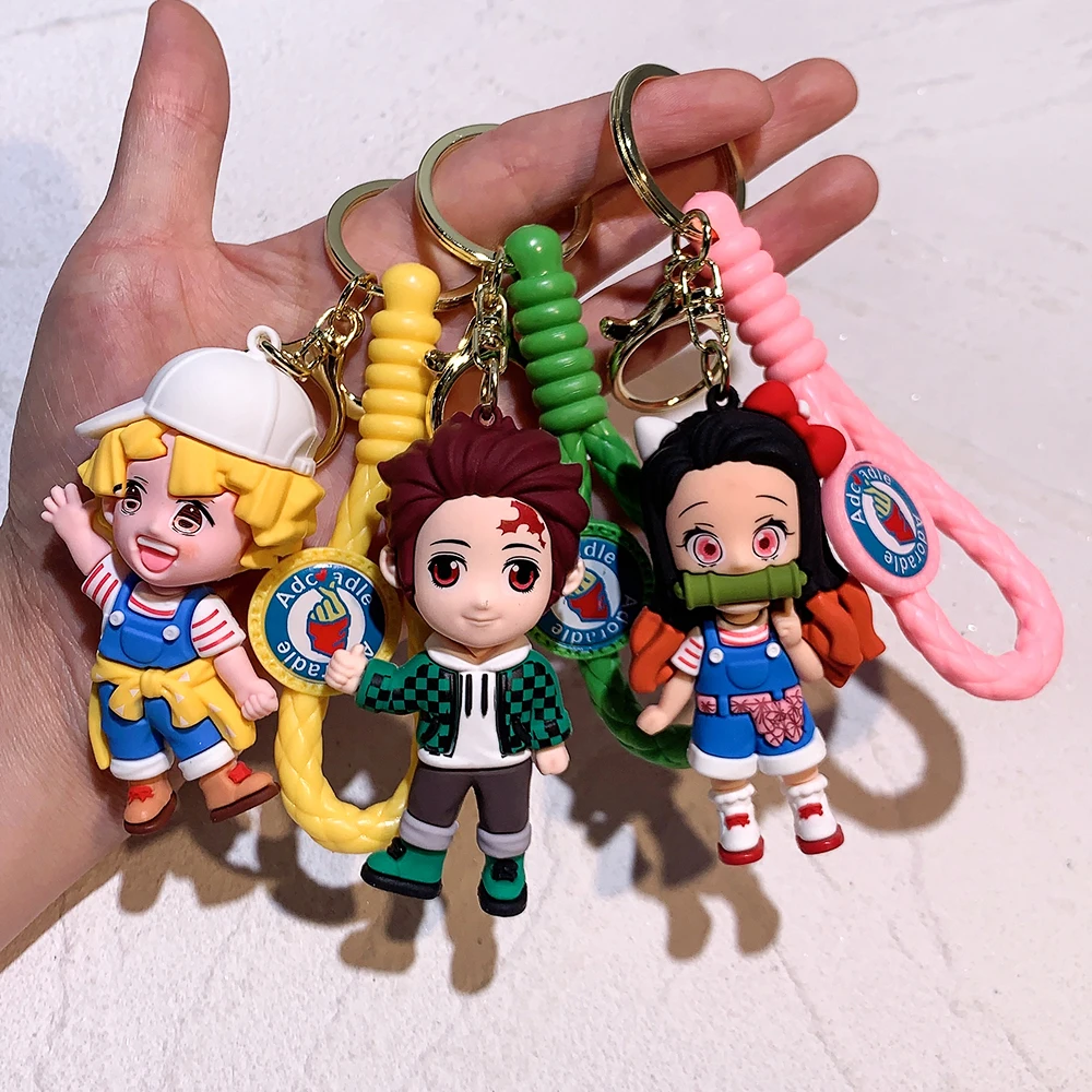 6pcs Demoned a Slayer Kimetsu No Yaiba Kamado Tanjirou Action Figure Agatsuma Zenitsu Nezuko Warrior PVC Toys Key Chain