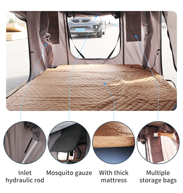 Factory Custom Roof Top Tent 4 Person Aluminum Hard Shell Rooftop Tent